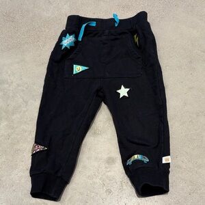 Kids Black Jogger Pants with Fun Patches
